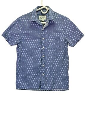 American Eagle Men's Blue Patterned Button Down Short Sleeve Shirt Size XS